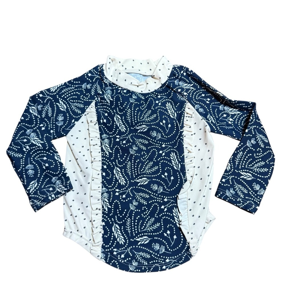 Jessica Simpson Baby GirlsLong Sleeve Rash Guard One-Piece Swimsuit | 12M